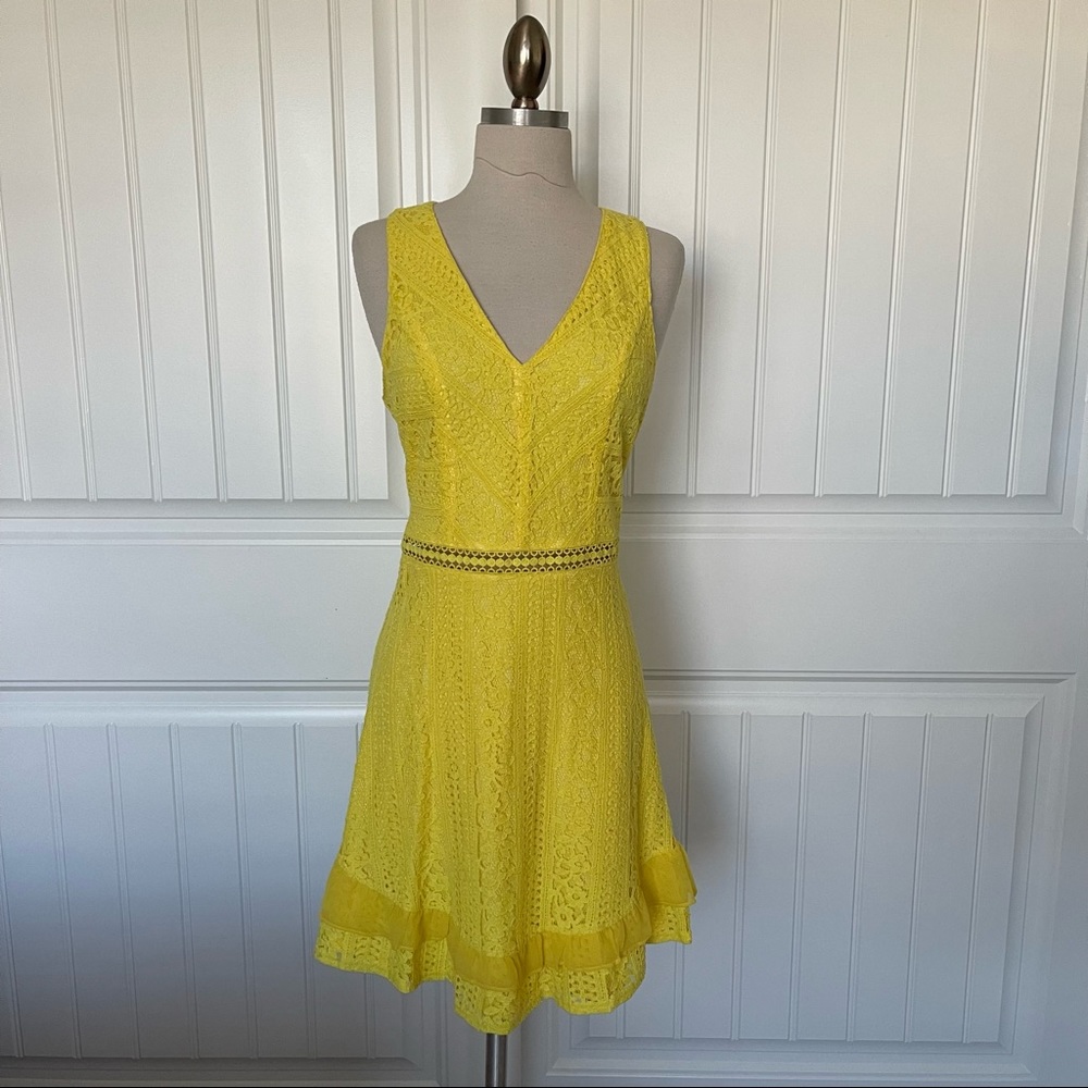 Lulu's Love You Always Yellow Lace Skater Dress